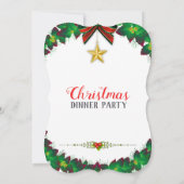 グリーンクリスマスリースディナーパーティの招待状 招待状 (裏面)