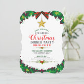 グリーンクリスマスリースディナーパーティの招待状 招待状 (スタンド正面)