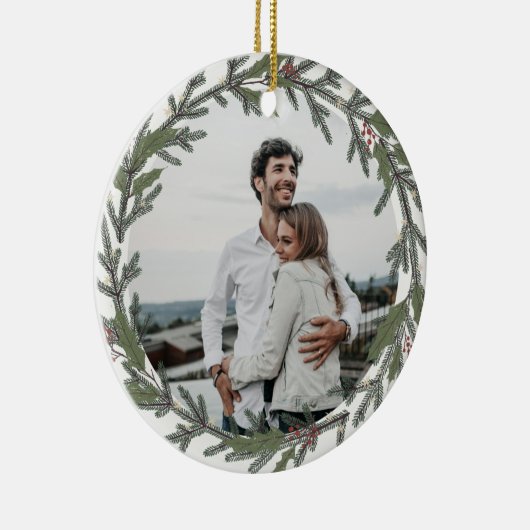 グリーンクリスマスリースフォトシーズンのご挨拶 セラミックオーナメント (右)