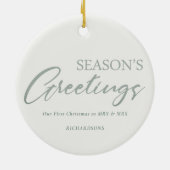 グリーンクリスマスリースフォトシーズンのご挨拶 セラミックオーナメント (裏面)