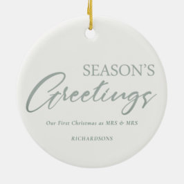 グリーンクリスマスリースフォトシーズンのご挨拶 セラミックオーナメント