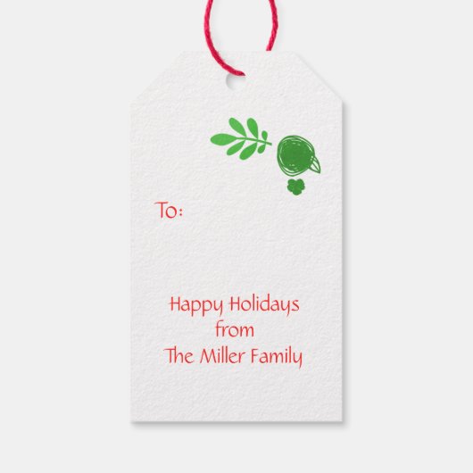 グリーンクリスマスリースレッドモノグラム ギフトタグ (裏面)