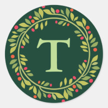 グリーンクリスマスリース封筒用シール