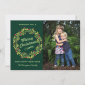 グリーンクリスマスリース |かわいい写真 シーズンカード (正面)