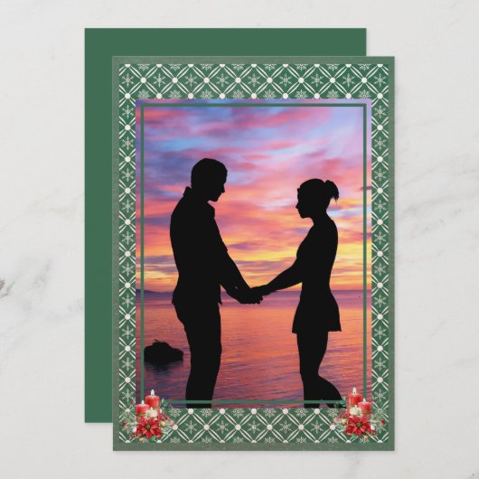 グリーンクリスマスワンフォトスノーフレーク シーズンカード (正面/裏面)