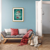 グリーンクリスマスヴィンテージプリント、レトロ印刷可能 ポスター