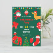 グリーンクリスマス冬のアイコンのクリスマスパーティー 招待状 (スタンド正面)