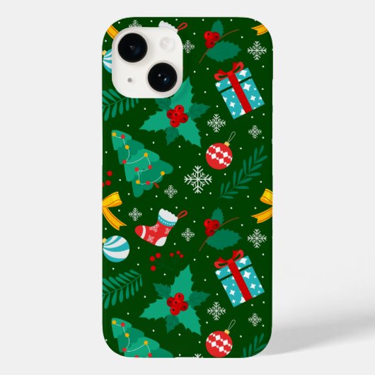 グリーンクリスマス抽象芸術パターン Case-Mate iPhoneケース (裏面)