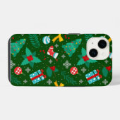 グリーンクリスマス抽象芸術パターン iPhoneケース (裏面横)