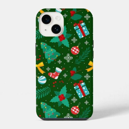 グリーンクリスマス抽象芸術パターン iPhoneケース (裏面)
