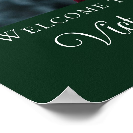 グリーンクリスマス結婚のフォトポインセチアフローラ ポスター (角)