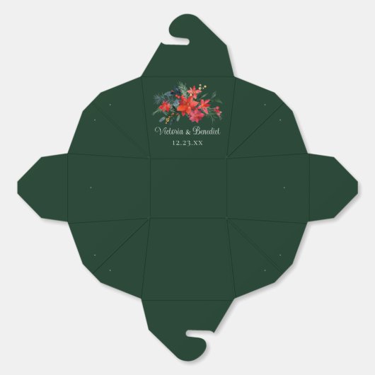 グリーンクリスマス結婚のレッドポインセチアフローラ フェイバーボックス (見開き)