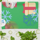 グリーンクリスマス絵文字 キッチンタオル (折り畳み)