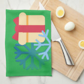 グリーンクリスマス絵文字 キッチンタオル (四つ折り)