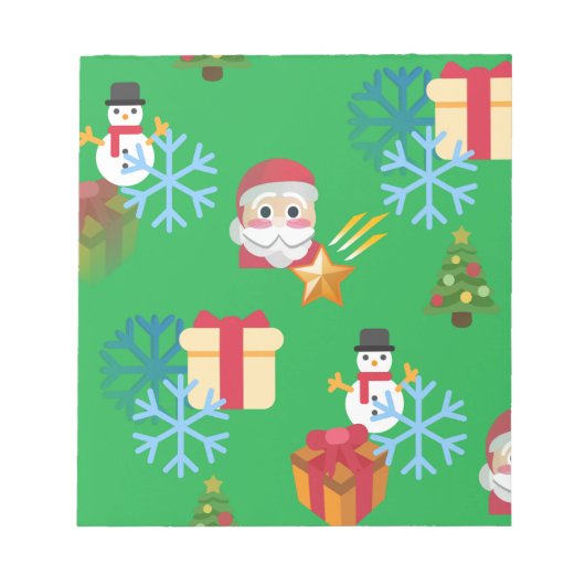 グリーンクリスマス絵文字 ノートパッド (正面)