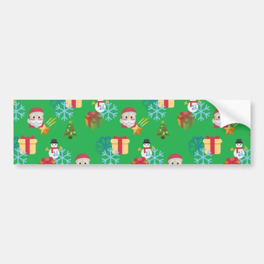 グリーンクリスマス絵文字 バンパーステッカー (正面)