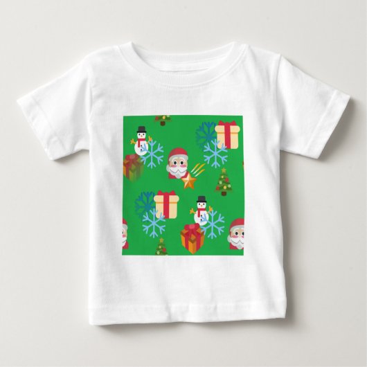 グリーンクリスマス絵文字 ベビーTシャツ (正面)