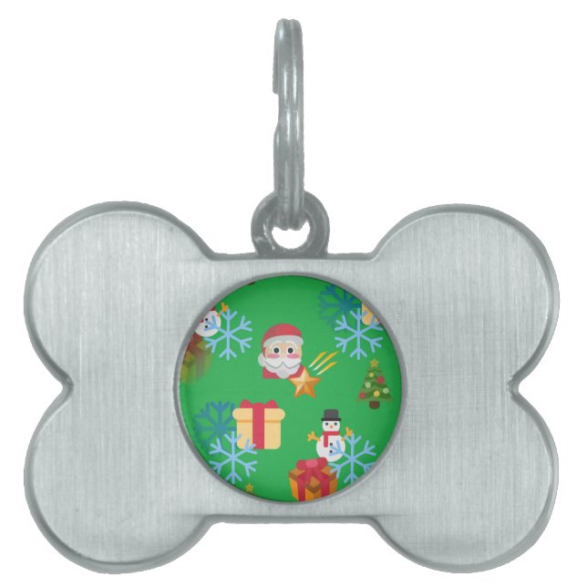 グリーンクリスマス絵文字 ペットネームタグ (正面)