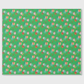 グリーンクリスマス絵文字 ラッピングペーパー (フラット)
