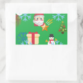 グリーンクリスマス絵文字 長方形シール (バッグ)