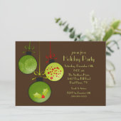 グリーンクリスマス装飾ホリデーパーティ招待状 招待状 (スタンド正面)