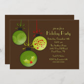 グリーンクリスマス装飾ホリデーパーティ招待状 招待状 (正面/裏面)