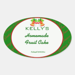 グリーンクリスマス食品ラベル 楕円形シール