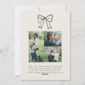 グリーンクリスマス3写真手描きリボン シーズンカード (裏面)