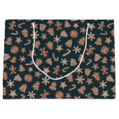 グリーンクリスマスCookieパターン ラージペーパーバッグ (正面)