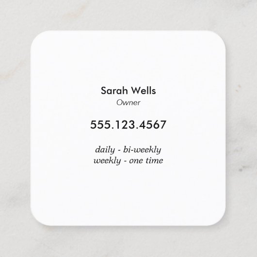 グリーンクリーニングサービスフローラスプレーボトル スクエア名刺 (裏面)