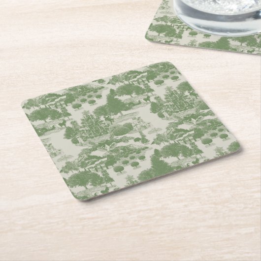 グリーンクリームクリスマスウィンターワンダーランド スクエアペーパーコースター (アングル)