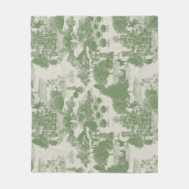 グリーンクリームクリスマスウィンターワンダーランド フリースブランケット