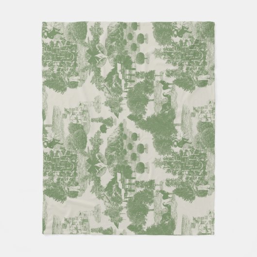 グリーンクリームクリスマスウィンターワンダーランド フリースブランケット (正面)