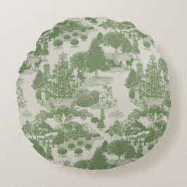 グリーンクリームクリスマスウィンターワンダーランド ラウンドクッション