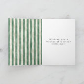 グリーンクリームストライプハートボーChristmas カード (内部)