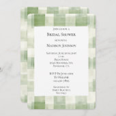 グリーンクリームプレイドストライプブライダルシャワー 招待状 (正面/裏面)