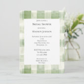 グリーンクリームプレイドストライプブライダルシャワー 招待状 (スタンド正面)