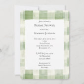 グリーンクリームプレイドストライプブライダルシャワー 招待状 (正面)