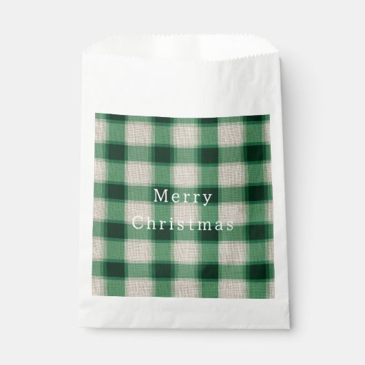 グリーンクリームプレイド フェイバーバッグ (正面)