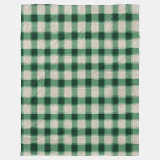 グリーンクリームプレイド フリースブランケット (正面)