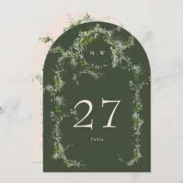 グリーンクリームユーカリリースアーチテーブル番号 招待状