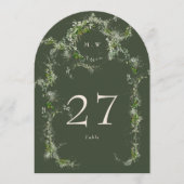 グリーンクリームユーカリリースアーチテーブル番号 招待状 (正面)