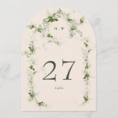 グリーンクリームユーカリリースアーチテーブル番号 招待状 (裏面)