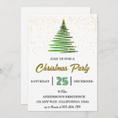 グリーンクリ輝くスマスツリーパーティの招待状 招待状 (正面/裏面)