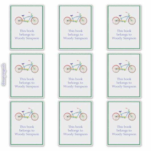 グリーンクルーザーバイク蔵書票 シール (正面)