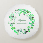 グリーンクレスト名前をカスタムするウエディングブレスメイドの好意 ラウンドクッション (正面)
