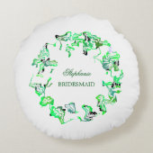 グリーンクレスト名前をカスタムするウエディングブレスメイドの好意 ラウンドクッション (裏面)