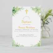 グリーンクロスと緑のバプテスマ 箔招待状 (立ち正面)