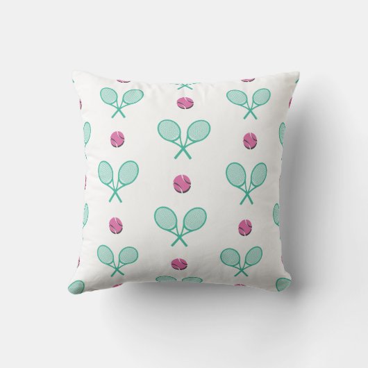 グリーンクロスカントテニスラケットと名前をカスタムする クッション (裏面)