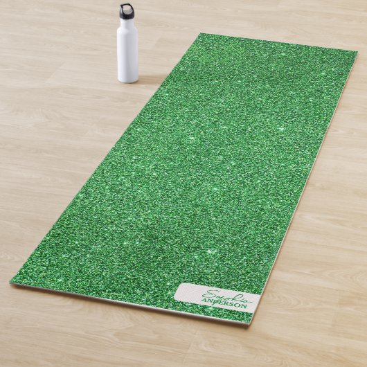 グリーンクローズアップグリッターと名前Yoga Mat ヨガマット (インサイチュ)